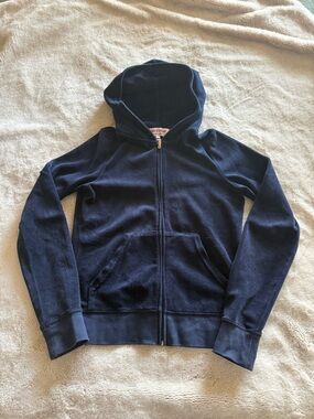 Women’s juicy couture blue velvet zip hoodie gold zipper M
